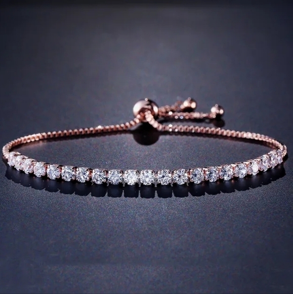 Sterling Silver Tennis Adjustable Bracelet - Picture 2 of 4